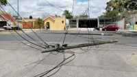 Cami&oacute;n derriba varios postes en Pol&iacute;gono 108