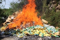 PGR incinera narc&oacute;ticos y destruye objetos del delito