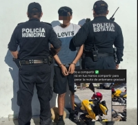 Cae ladr&oacute;n de motocicleta en Progreso