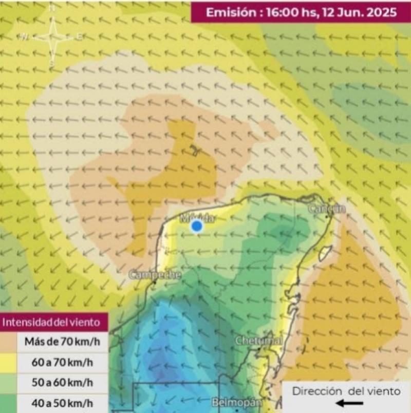Prevén rachas de viento fuerte a partir del martes