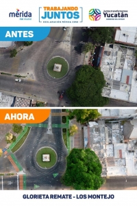 Glorietas en Paseo de Montejo tienen nuevo dise&ntilde;o vial