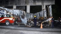 Se incendia tr&aacute;iler en Tahmek