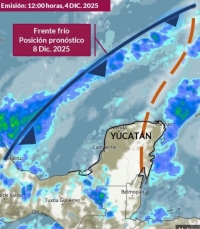 Frente fr&iacute;o llegar&aacute; este lunes a la Pen&iacute;nsula de Yucat&aacute;n