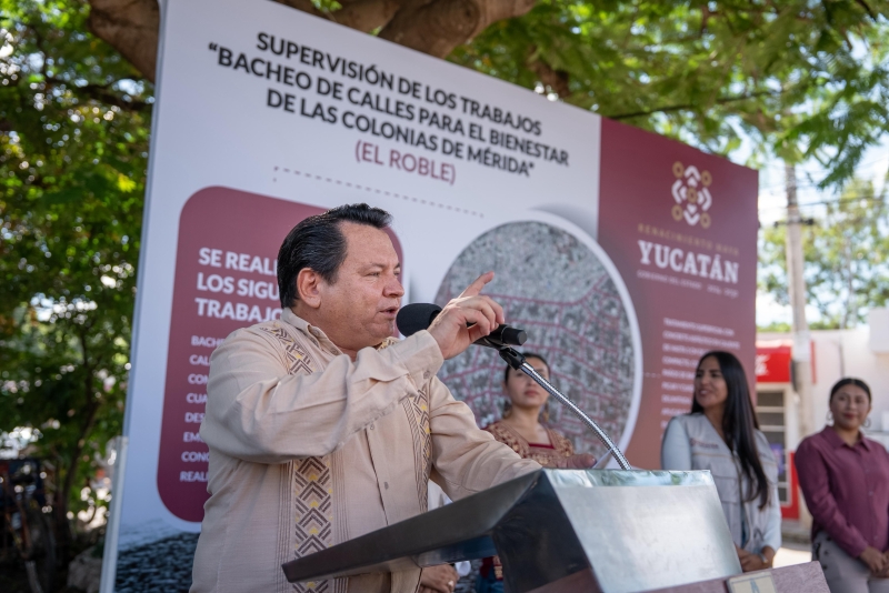 Díaz Mena supervisa trabajos de bacheo en El Roble Agrícola